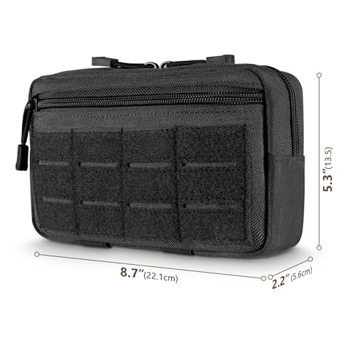 FRTKK Tactical Molle Admin Pouch Utility Laser Cut EDC Tool Pouch Bag Horizontal Modular Pouches Include US Flag Patch and Keychain - color: Red A