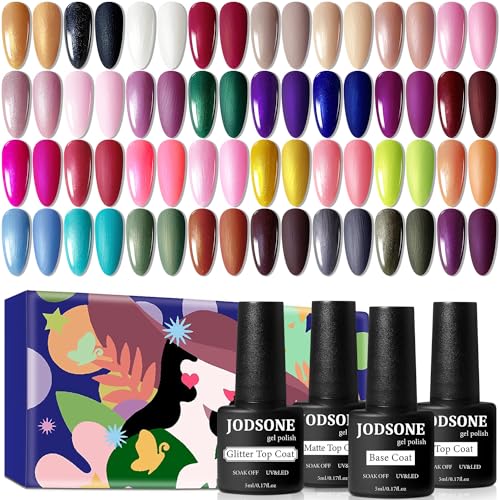JODSONE Gel Nail Polish Starter Set Ribbon Glitter Summer Light Winter Dark Glossy 36-Piece Multi-color Gel Nail Polish Set - color: B25