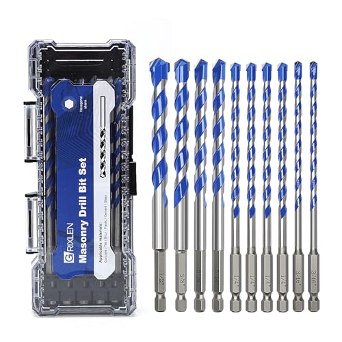10 Pack 3/16 to 1/2 inch Concrete Drill Bit Set,Masonry Drill Bit Set - style: 3/16" - 1/2"（10 Pcs）