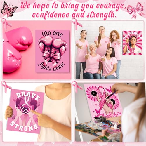 Sherr 140 Pcs 20 Set Pre Drawn Canvas Painting Kit, Breast Cancer Awareness - style: Breast Cancer Awareness