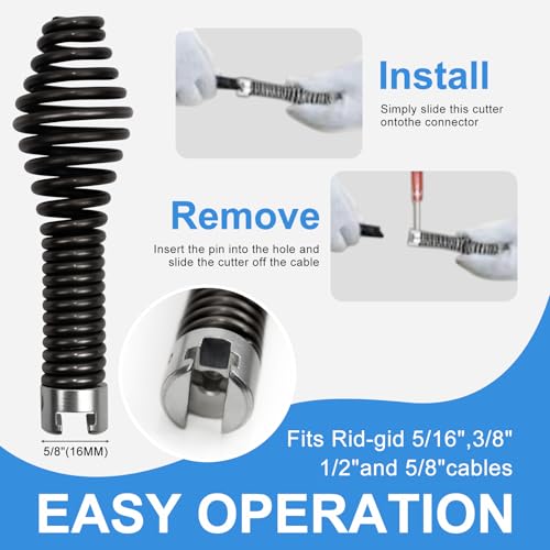 10-Piece Drain Snake Attachments for Ridgid K-400 Accessories, Drain Snake Drill attachment includes Cutting tools, Sawtooth, Glove for C4/6/7/8