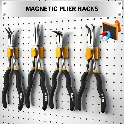 5-Piece 11 Inch Long Needle Nose Pliers Set with 4 Magnetic Plier Racks, Extra Long Reach Pliers Set, 45° & 90° Bent Needle Nose Pliers, Circle Nose and Diagonal Pliers for Tight Spaces - style: 5pcs Long Needle Nose