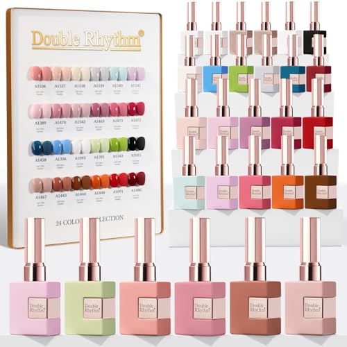 Double Rhythm 28Pcs 0.5Oz Gel Nail Polish Set Same Color Same Bottle Gel Polish Kit Nail Art Manicure Salon DIY at Home for Women (White Pink Collection-T24-2) - color: Burgundy Blue Green