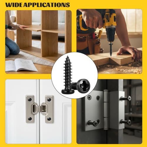 900Pcs Wood Screws Assortment Kit, M1.7M2M2.3M2.6M3 Tiny Micro Phillips Pan Head Self Tapping Screw, Sheet Metal Screws for DIY Electronic - size: 900pcs M1.7M2M2.3M2.6M3 Black