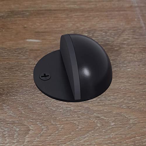 Stainless Steel Rubber Floor Mounted Hemisphere Door Stopper NYCO Architectural Hardware-Heavy Duty Door Bumper for Wall Protection- Modern Universal Door Slam Stopper-1.7”x 0.9" (Black Finish)