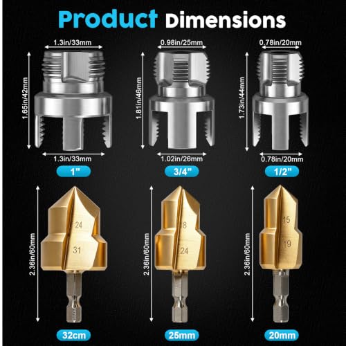 10Pcs PVC Pipe Threader Tool Kit with Cutter-1/2" 3/4" 1" Dual-Function