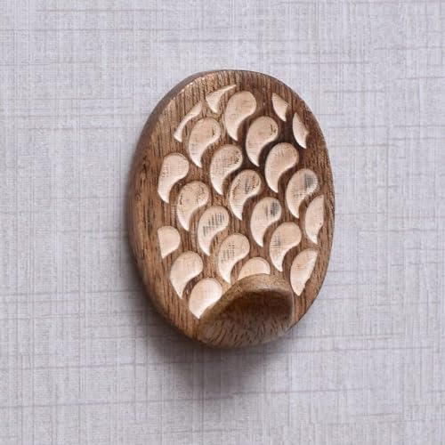 Indian Shelf 6 Piece Wooden Adhesive Wall Hooks for Keys, Bags and Hats - color: Brown Style 4