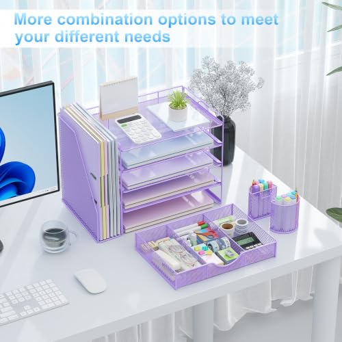 gianotter 5-Tier Desk Organizer with Drawers and File Holders - color: Light Purple, size: 5T