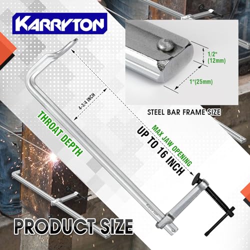 2-Pack Heavy Duty 16"(400x120mm) F-Clamp w/ 4-3/4" Throat Depth, Bar Size 1"x15/32", 1400LB Clamping Force, Drop Forged Steel Bar Clamps for Wood, Metal, Pipe, Welding and DIY Projects - size: 16" x 4-3/4"D - 2PC, style: 1400LB