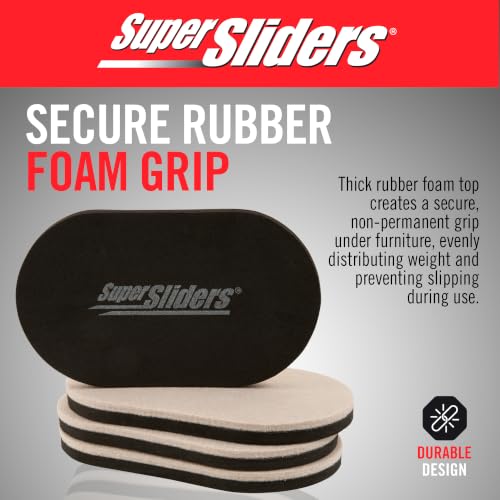 Super Sliders 3-1/2" x 6" Small Oval Reusable Felt Furniture Sliders for Hard Surfaces, Anti-Slip Protective Furniture Moving Pads for Beds, Sofas, Dressers, Set of 4, Beige - size: 3-1/2 x 6 Inch Oval, style: For Hardwood