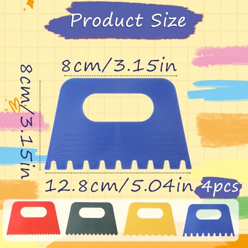4 Pack Texture Tools for Plaster Plastic Paint Scraper Tool Art Paint Scrapers Kit Textured Art Tools Art Putty Scraper DIY Graffiti Oil Painting and Drawing Plaster Texture Tools for Texture Art on C