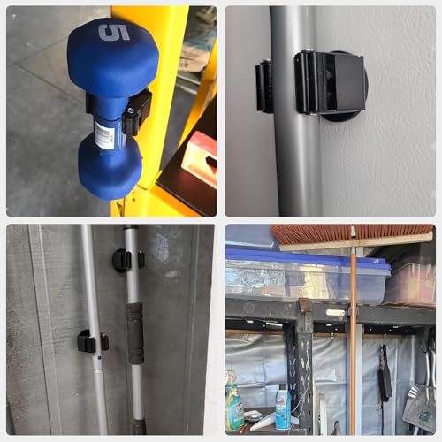 MUTUACTOR Magnetic Broom Holder,4PCS Anti-Slip Magnetic Mount Storage Broom Holders with Rubber Grippers,12lbs Heavy Duty Magnetic Tool Holder for Work Garage Laundry Kitchen RV Van Accessories - style: Anti-slip,Black,4PCS