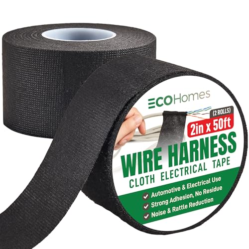 ECOHomes Wire Harness Cloth Electrical Tape, 2 Inch x 50 FT (2 Rolls) - size: 2" x 50 FT (2 Rolls)