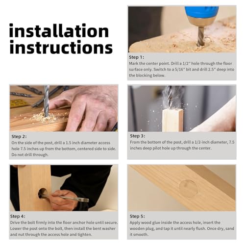 2 Set Newel Post Mounting Kit — Heavy-Duty Fastener Anchors Securely to Wood or Concrete Floor, Professional Installation for Residential & Commercial Staircase