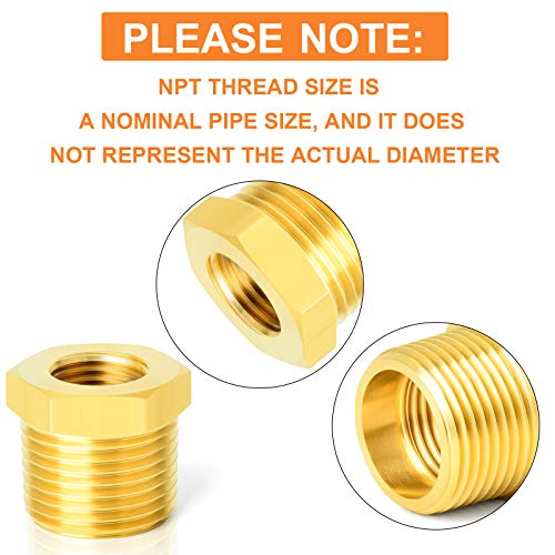 GASHER 36PCS Brass Hex Bushing Fitting Kit Hex Bushing 1/4" - 1/8", 3/8" - 1/8", 3/8" - 1/4", 1/2" - 1/4", 1/2" - 3/8", 3/4" - 1/2" - style: Hex Bushing Kit（36Pcs）