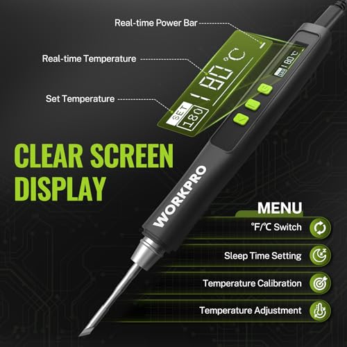 WORKPRO DC Soldering Iron Kit, Fast Heating Soldering Iron Pen with 3 Tips