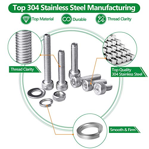 1440 Pcs M2 M3 M4 Hex Socket Head Screws Nuts Washers Kit, SS304 - size: SS M2 M3 M4 1440pcs 3