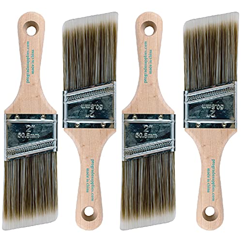 Vermeer Paint Brushes, 2 Inch Stubby Angled Paint Brush, Cut-in, 4 Pack