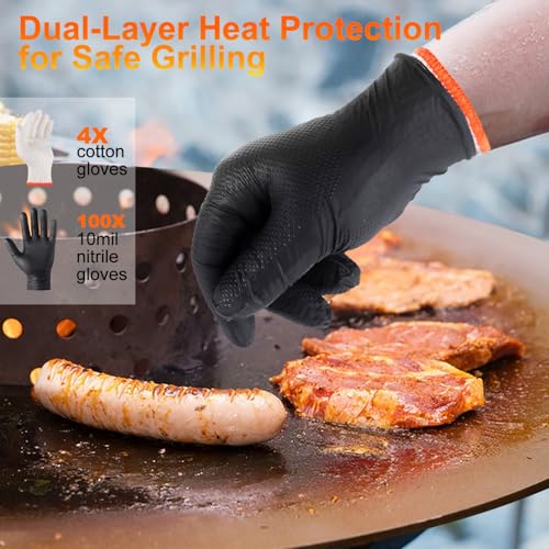 ANBOSON BBQ Gloves Disposable, Heat Resistant Grilling Gloves for Cooking - size: Large, style: 10mil Nitrile