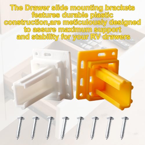 70725 Drawer Slide Socket Set - Small C Shape Slide Bracket Channel Replacement Cabinet Hardware with Mounting Screws for RV Camper Drawer Rails Accessories