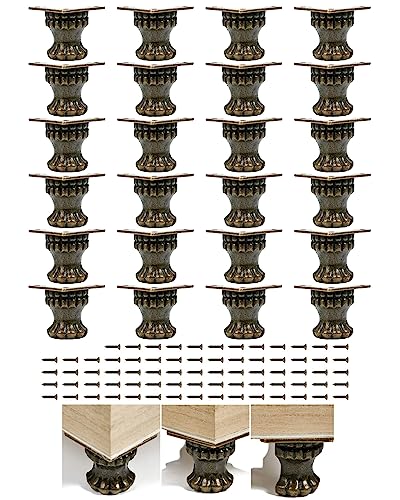 24 PCS Wood Jewelry Box Legs Feet for Antique Brass Treasure Storage Chest - color: Bronze(24pcs)