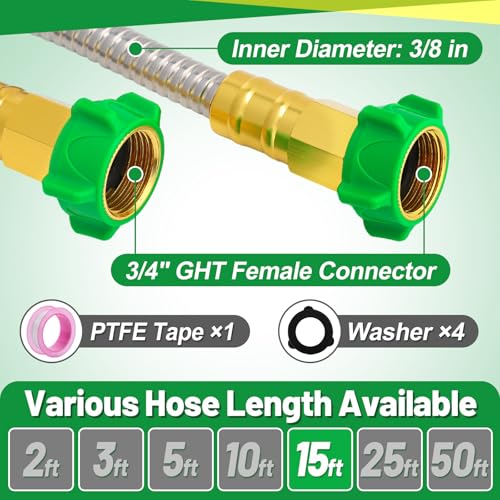Female to Female Leader Hose for Hoses Reel, 15ft - size: 15ft