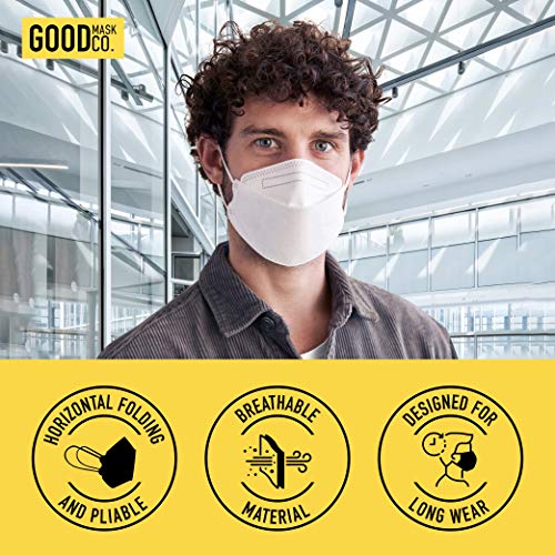 Good Mask Co. Good Comfort KN95, Disposable KN95, Folding, Comfortable, Bulk Face Masks (25 Pack of Masks, White) - color: Adult - 25pk - White