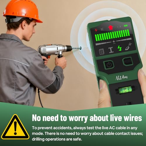 Stud Finder Wall Scanner - 7-in-1 Electronic Stud Detector with HD LCD Display, Detects Wood, Metal, AC Live Wire, Joists & Pipes, Wall Scanner with Laser Level & Bubble Level Ruler