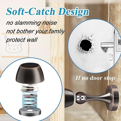 Magnetic Door Stoppers, Wall Floor Mount Door Stop, Oil Rubbed Bronze Heavy Duty Catch Holder, Stainless Steel, Doorstops for Bottom of Door, 2 Pack - color: Oil Bronze