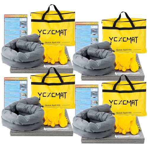 Universal Spill Kit for Chemical, Water & Garage Oil Cleanup 4 Pack - size: 4 Pack