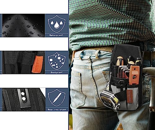 VIDAR TOOLS Small Tool Pouch with Belt Clip,Tool Belt Pouches,Electrician Tool Pouch.Mini Organizer Pocket Attachment for Tool Belt,5 Pockets and Heavy-Duty Metal Belt Clip Attachment.… - style: 5 IN