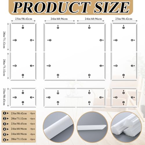 Pangda 3set Peel and Stick Wall Molding Kit 3D Premade, 23x56in+48x56in - size: 23x56in+48x56in