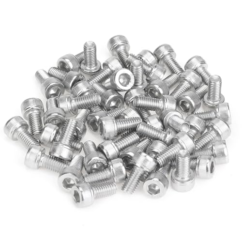 55 Pieces M5 x 10mm Socket Head Cap Screws, Thread Pitch 0.8mm, Sutemribor M5 Screws, 304 Stainless Steel, Fully Threaded, Silver - size: M5 x 10mm, style: Socket Head