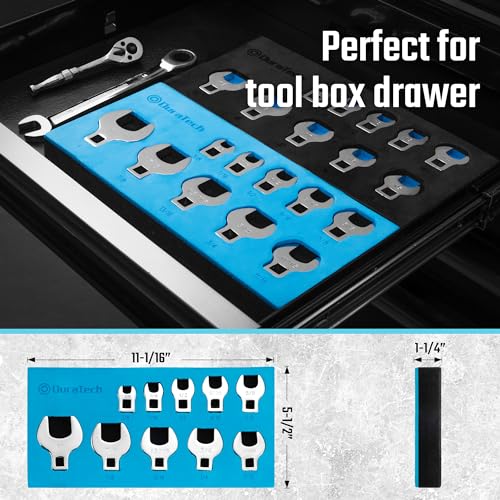 DURATECH 10-Piece 3/8" Drive Crowfoot Wrench Set, SAE, 3/8"-1" - size: SAE, style: Regular