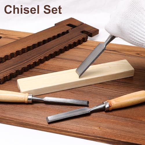 4 Pcs Half Round Chisel Set Inner Edge DIY Wood Gouge Woodworking Tool - 6mm 12mm 18mm 24mm
