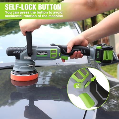 WORKPRO 20V Cordless Car Buffer Polisher Kit with 4.0Ah Battery, 7-Speed