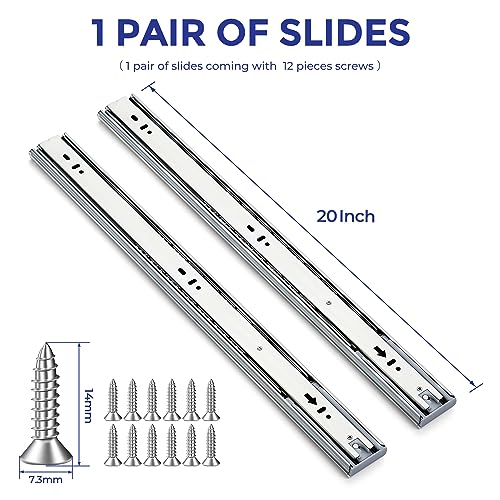 Ravinte Silver Soft Close Drawer Slides 20 Inch 1 Pairs 2 Pack - color: Silver, size: 20 Inch