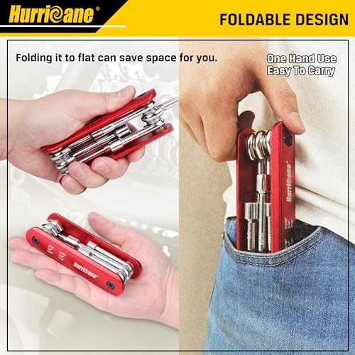 HURRICANE 6 in 1 Folding Nut Driver Set SAE, Hex Nut Driver Set, Cr-V Steel Shank. Premium Portable Premium Aluminum Handle. Easy to Carry Out, 3/16, 1/4, 5/16, 11/32, 3/8, 7/16 inch - size: 4.8mm, 6.4mm, 7.9mm, 8.7mm, 9.5mm, 11.1mm