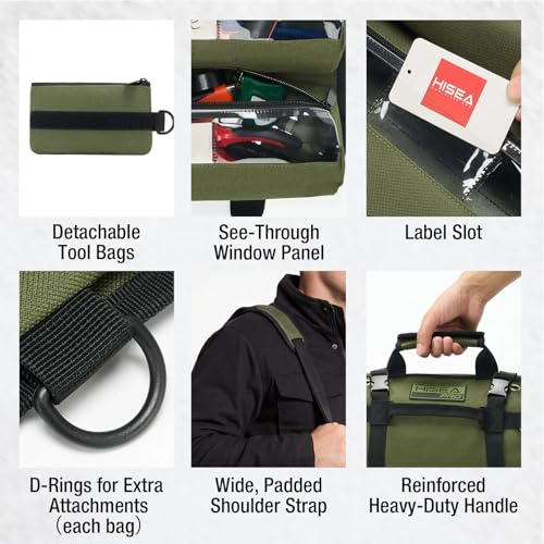 HISEA Roll Up Tool Bag Organizer, 27"*14" Portable Heavy Duty Tool Roll Bag - color: Green