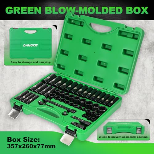 3/8" Impact Socket Set, 50PCS SAE 5/16-3/4" & Met 8-22mm