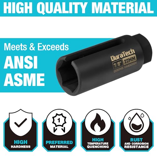DURATECH O2 Oxygen Sensor Socket 3/8" Drive x 7/8"(22mm) - size: 1pc 3/8" Dr. x 7/8" long oxygen sensor socket