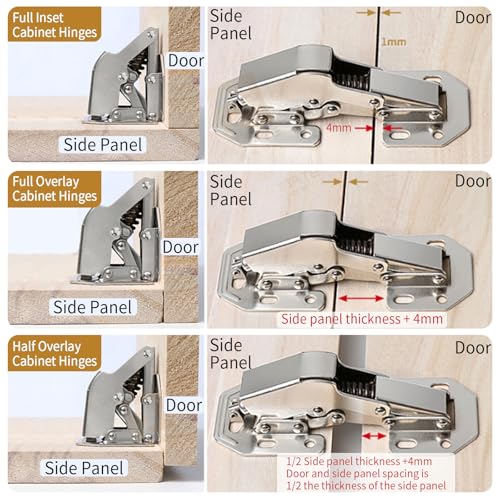BADALU 4-Pack Hidden Hinges for Cabinet Doors Frameless, Concealed Cabinet Hinges, 90 Degree Surface Mount Hinges 4.2 in (No Cup Grooving) - style: 90 degree Surface Mount Hinges - 4 Pack