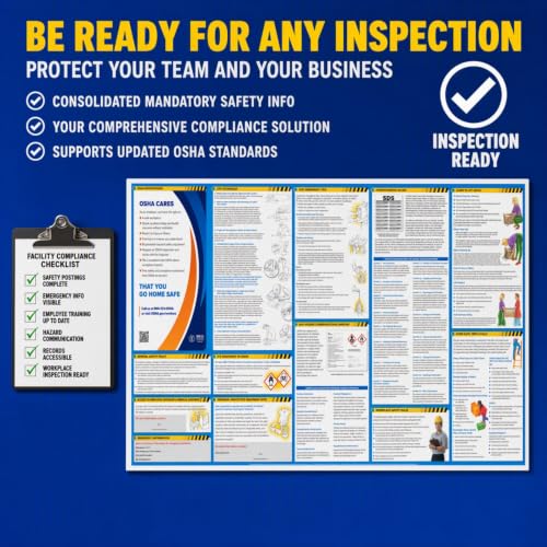 ComplyRight OSHA All-in-One-Safety Poster with GHS Updates, 24" x 44", Employee Information Poster, Safety Signs for Workplace - color: All-in-one-safety Poster