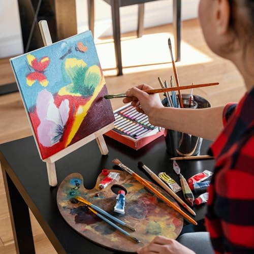 Halobios Professional Stretched Canvases for Painting with 8x8 Inch, 20 Packs Blank Painting Canvas for Acrylics,Oils & Other Painting Media, 5/8 Inch Profile 100% Cotton Artist Framed Canvas - size: 20 Pack - 8×8IN