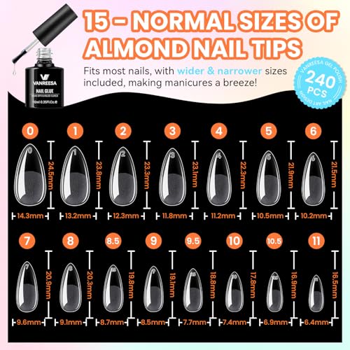 VANREESA 84 Pcs Gel Nail Polish Kit with U V Light and Almond Nail Tips -40 All Seasons Colors Gel Polish Set with 5 Pcs Base Top Coat Gel Nail Kit for Beginners with Everything Gifts for Women - color: Create Your Style