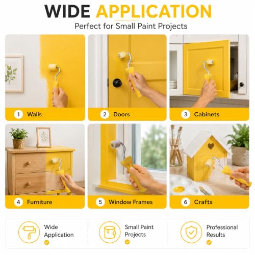 10 Pcs Small Paint Rollers 1 inch with 2pcs Robust Handle, Touch-Ups,White