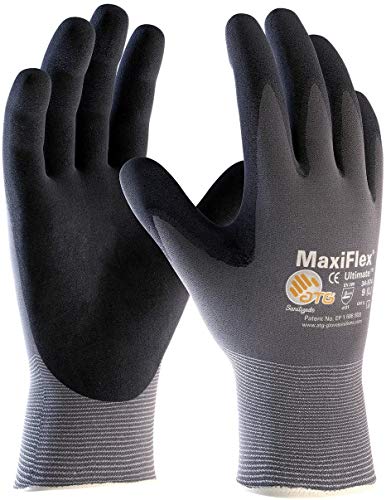 MaxiFlex 34-874 Seamless Knit Nylon Gloves with Nitrile Coated Micro-Foam Grip on Palm and Fingers Cut Resistance Gloves - size: Large