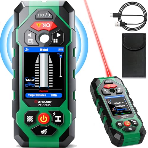 Stud Finder Wall Scanner with Laser Measure and Level 10 in1 Wall Detector - color: Green