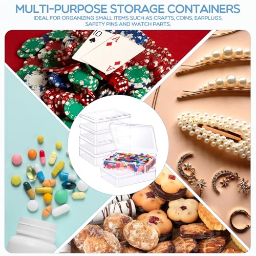Jetec 6 Pieces Small Clear Plastic Storage Box, 5 x 4 x 1.3 Inch - size: 5 x 4 x 1.3 Inch