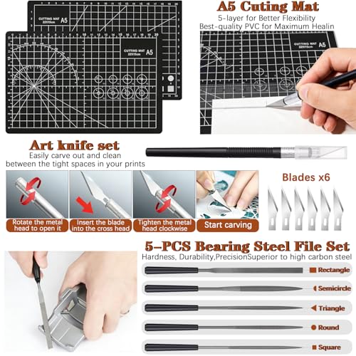 66Pcs 3D Printer Tools Kit with Storage Case, All-in-One Accessories for FDM/SLA Printers - Deburring Tool, Scrapers, Metal Files, Brushes, Hand Drill, Tweezers & More, for Bambu Lab, Ender 3, Kobra